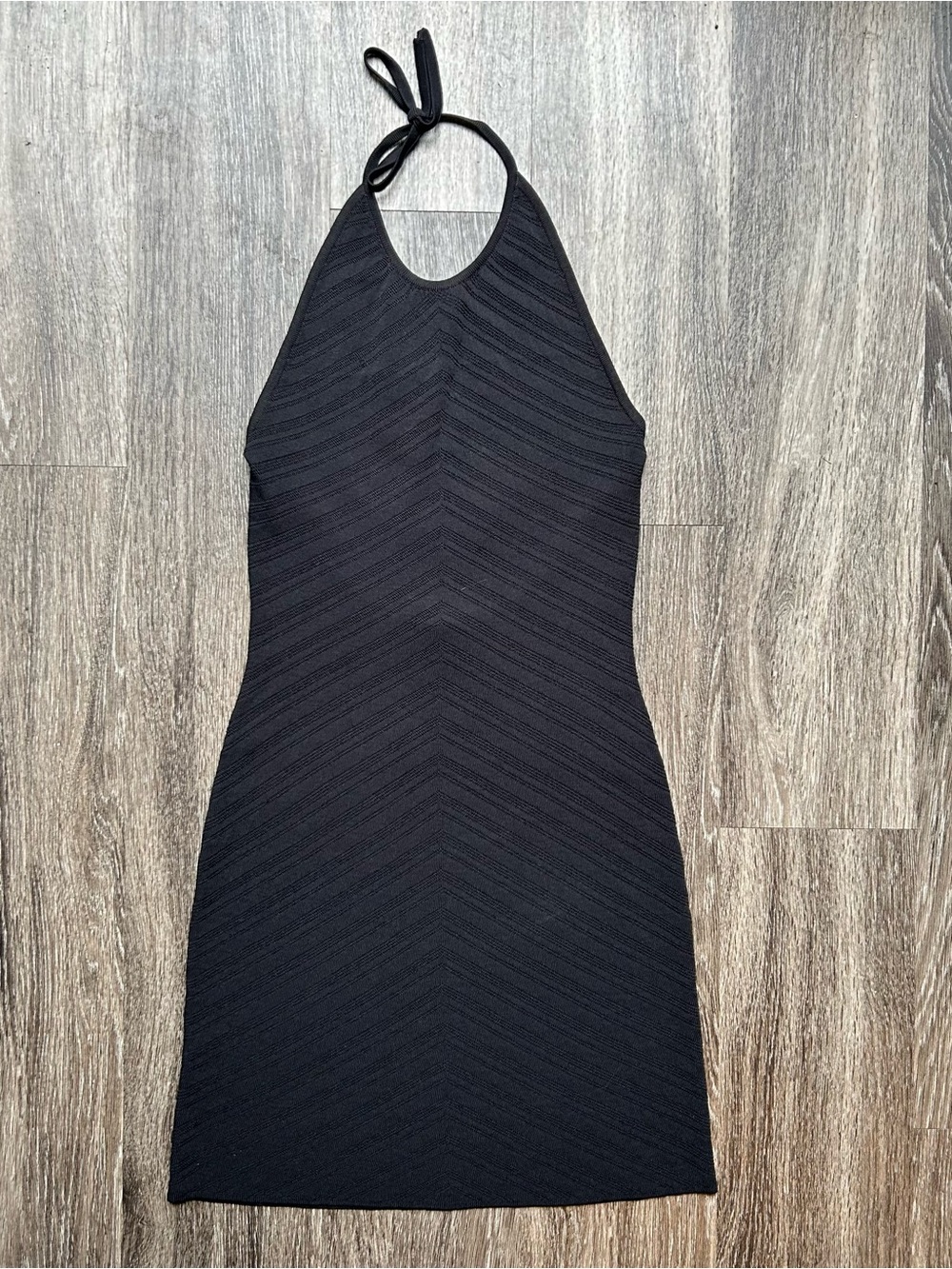 Halter Neck Black Knit Dress